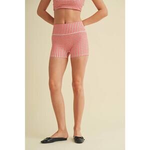 Gingham Print Mid-Rise Mini Shorts by Kimberly C